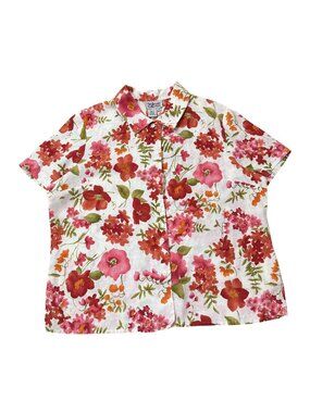 Style & Co. Collection – Women’s White Floral Linen Button Shirt – Size 16